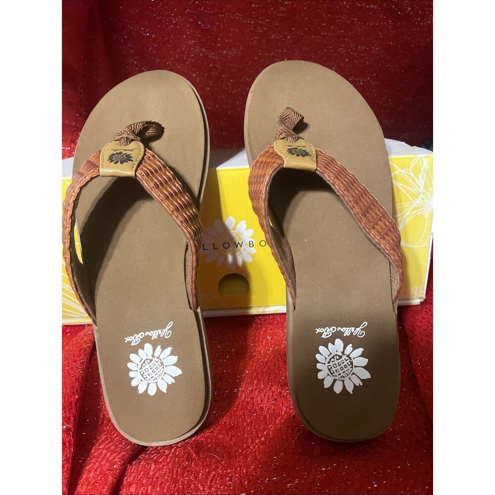 Yellow Box Women’s Feorah Tan Flip Flops Sandals 6.5 New!